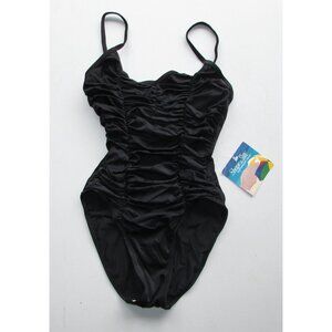 Shape & Slim Black Rusched 1 Piece Swimsuit - Sz 8T - NEW